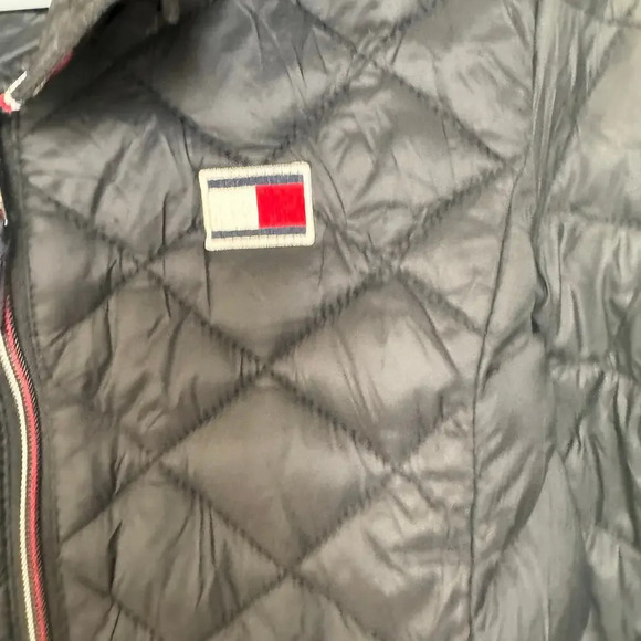 Tommy Hilfiger Wome Navy/black Puffer Jacket Quilted Packable Hooded Full Zip Sm - Picture 3 of 10